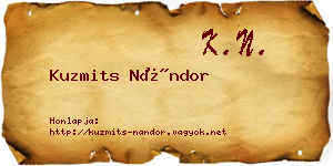 Kuzmits Nándor névjegykártya